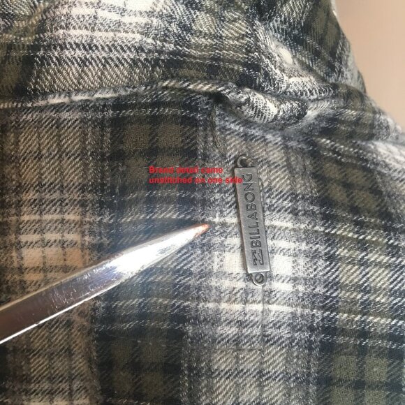 Billabong Waterfall Cardigan Medium Green Plaid Tassel Fringe Open Front Boho - Picture 4 of 9